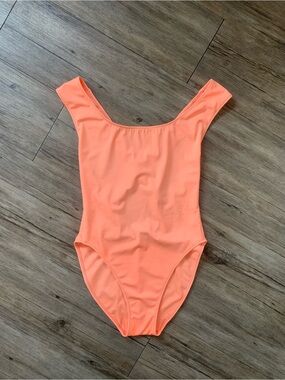 Women’s One-Piece Swimsuit in Coral - Classic Scoop Neck